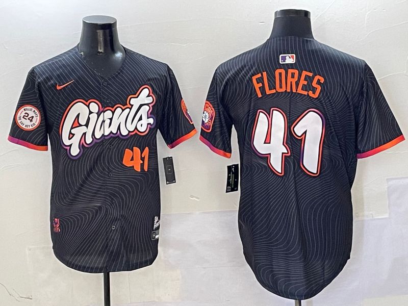Men San Francisco Giants #41 Flores Black Joint Name Nike 2025 MLB Jersey style 16